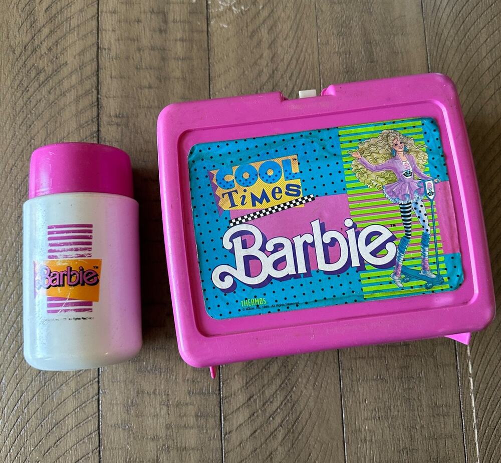Barbie Cool Times Lunchbox Vintage 80s Thermos Plastic Pink